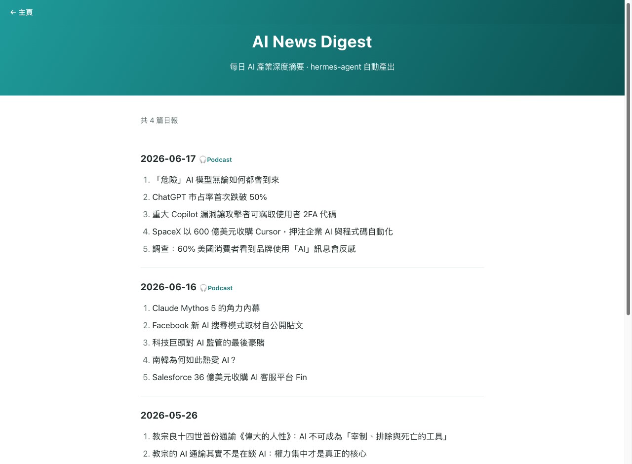 AI News Digest screenshot