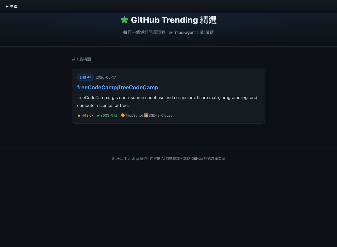 GitHub Trending 精選 screenshot