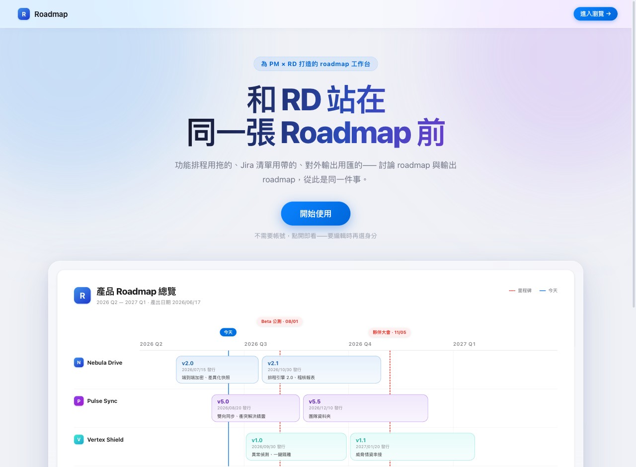 Roadmap App screenshot